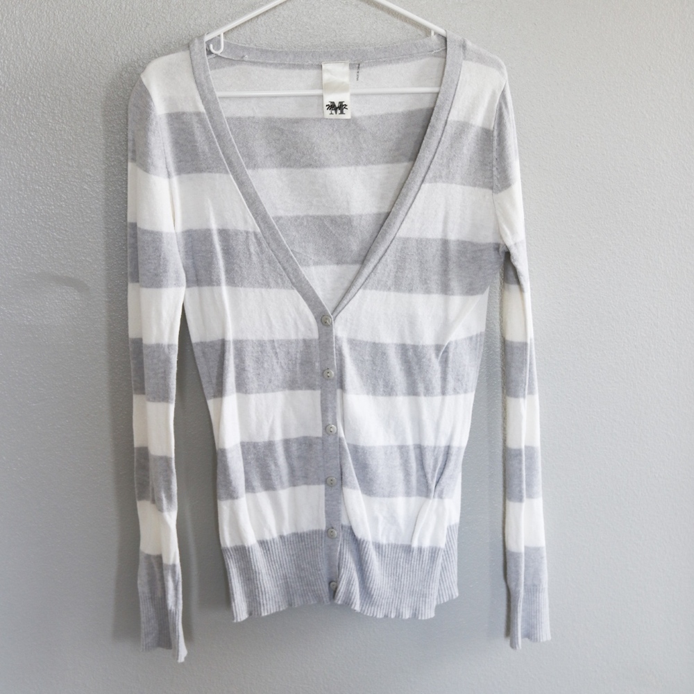Boutique V-Neck Striped Cardigan